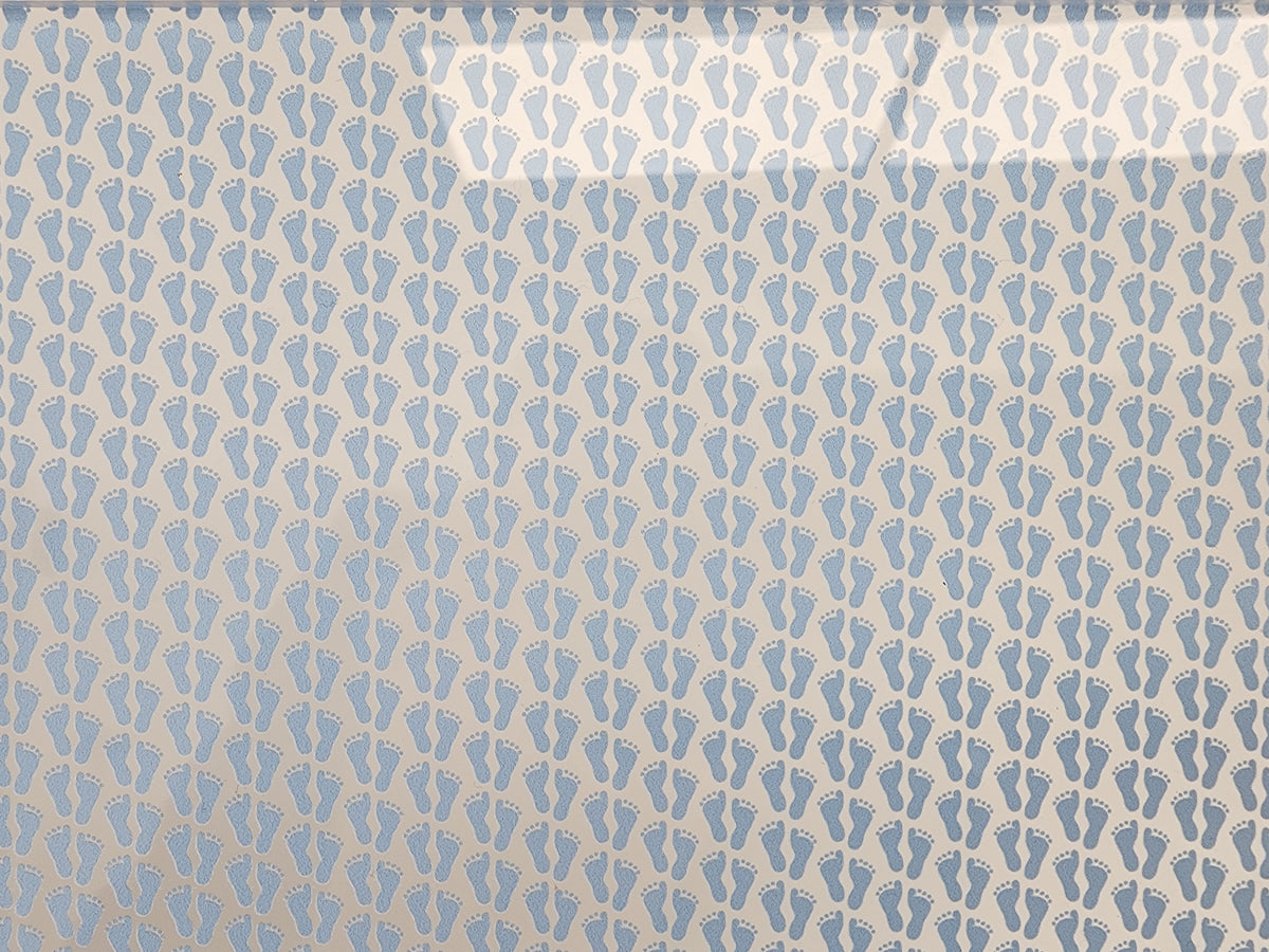 PatternPly® Scattered Blue Baby Feet sheet showing the pattern