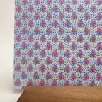 PatternPly® Full Coverage Micro Coquette Floral Bouquet Blue Bows sheet showing the pattern