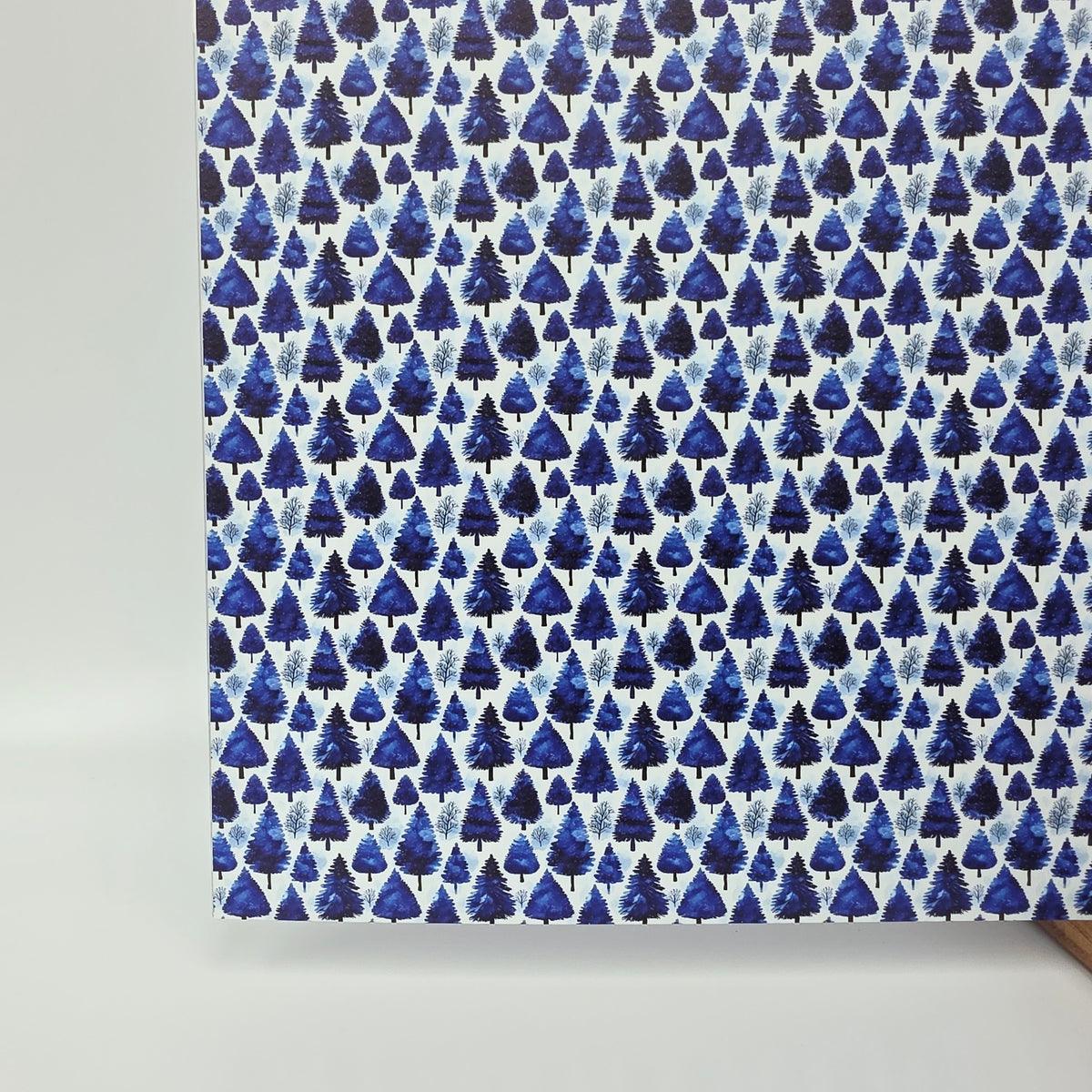 PatternPly® Full Coverage Blue Watercolor Christmas Trees MICRO sheet showing the pattern