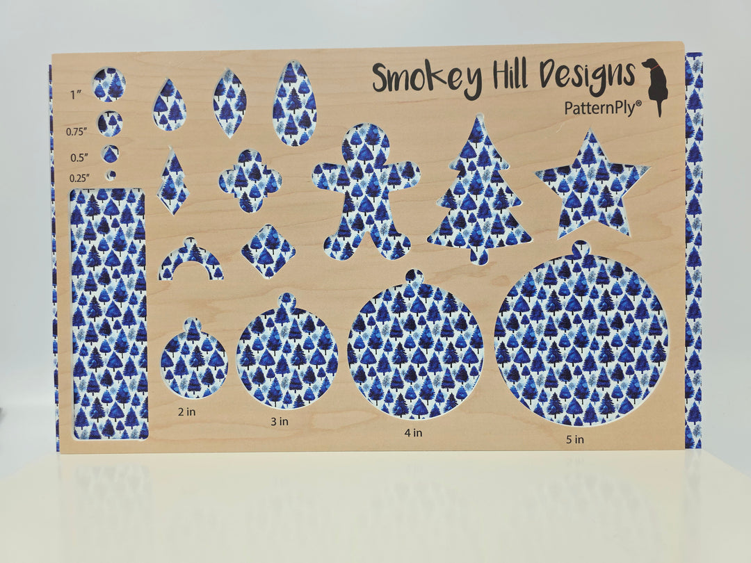 PatternPly® Full Coverage Blue Watercolor Christmas Trees MICRO