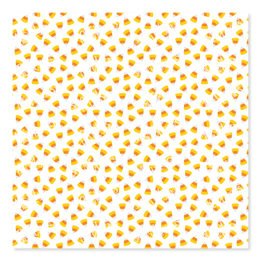 PatternPly® Scattered Micro Candy Corn sheet showing the pattern