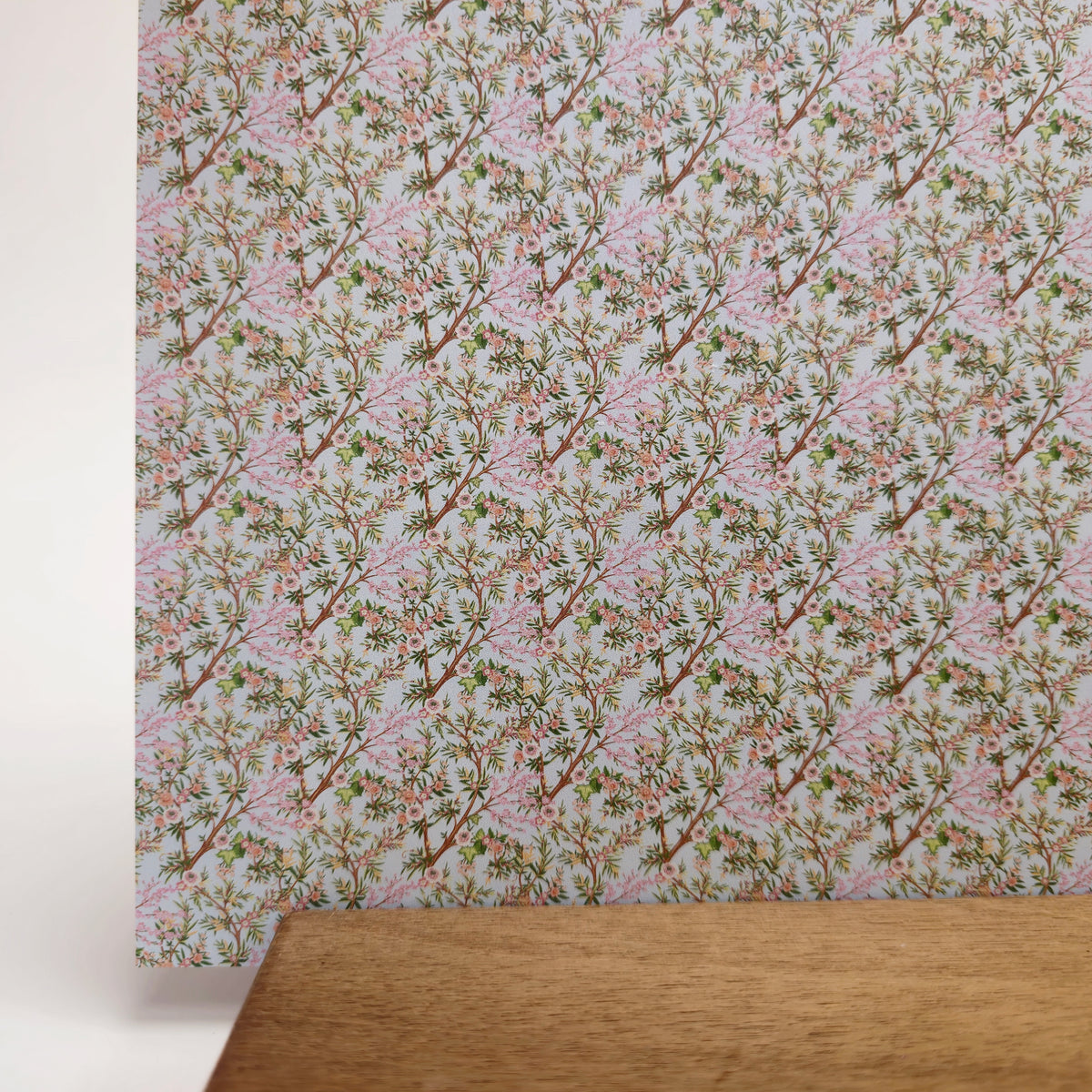 PatternPly® Full Coverage Micro Chinoiserie Floral Branches Blue sheet showing the pattern
