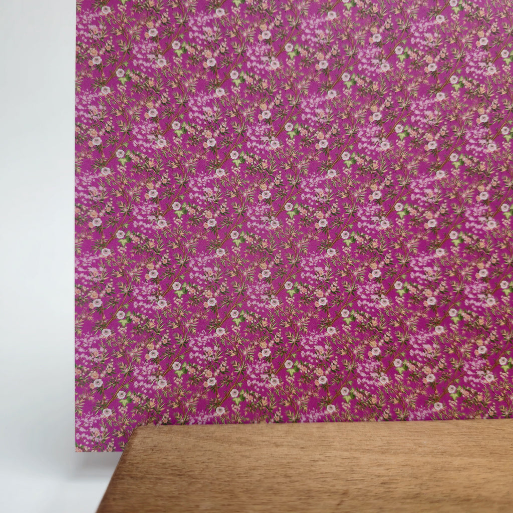 PatternPly® Full Coverage Micro Chinoiserie Floral Branches Pink sheet showing the pattern