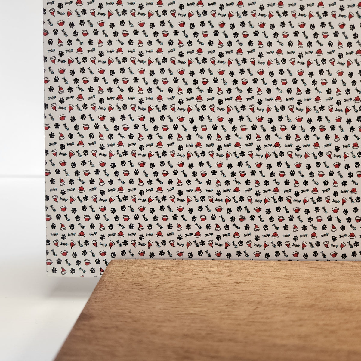 PatternPly® Full Coverage Mini Christmas Cat Pawprints sheet showing the pattern