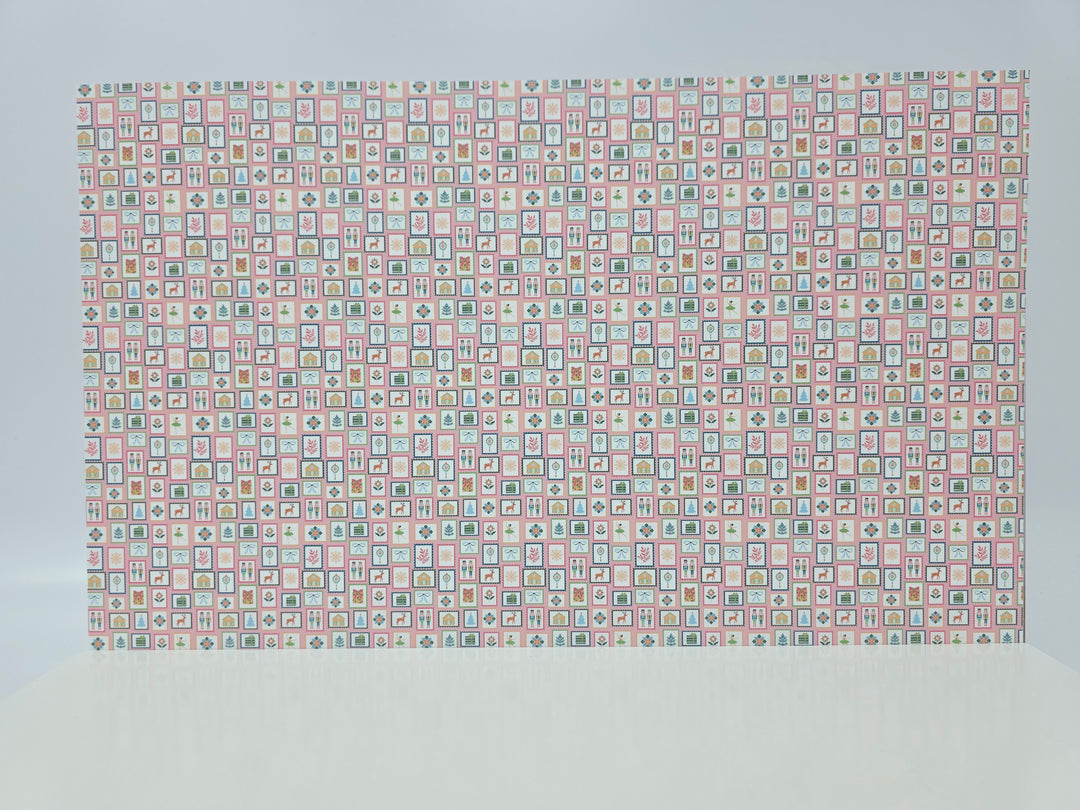 PatternPly® Full Coverage Christmas Stamps on Pink MICRO