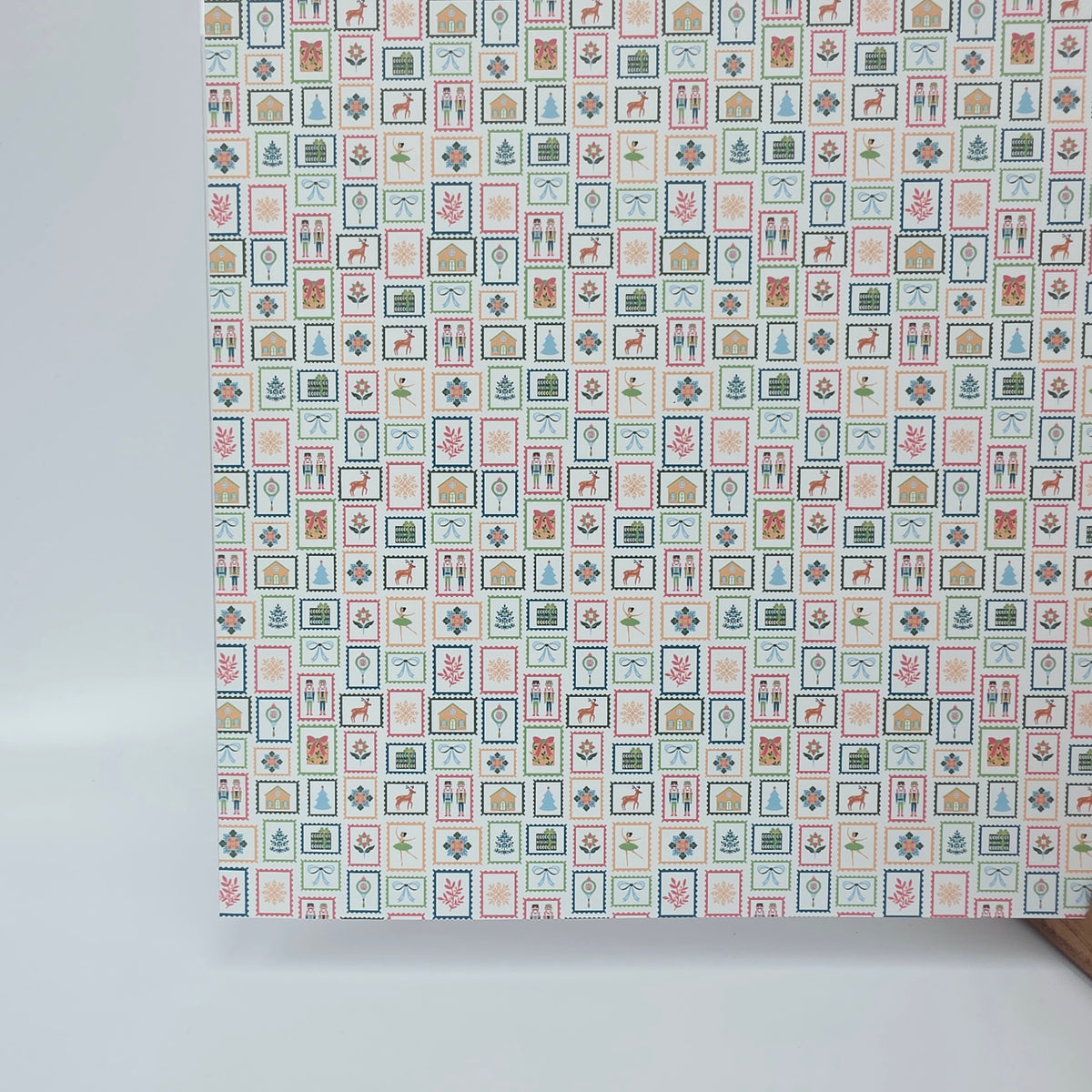 PatternPly® Full Coverage Christmas Stamps on White MICRO sheet showing the pattern