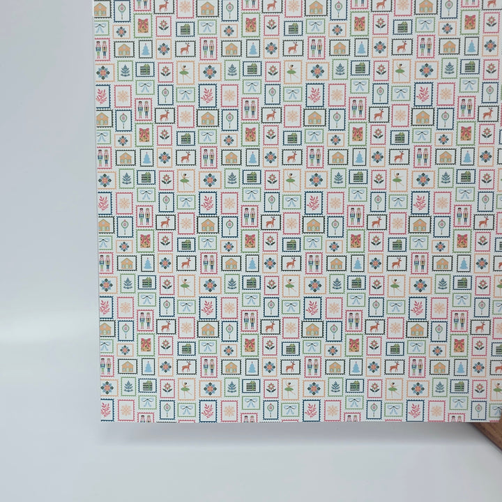 PatternPly® Full Coverage Christmas Stamps on White MICRO