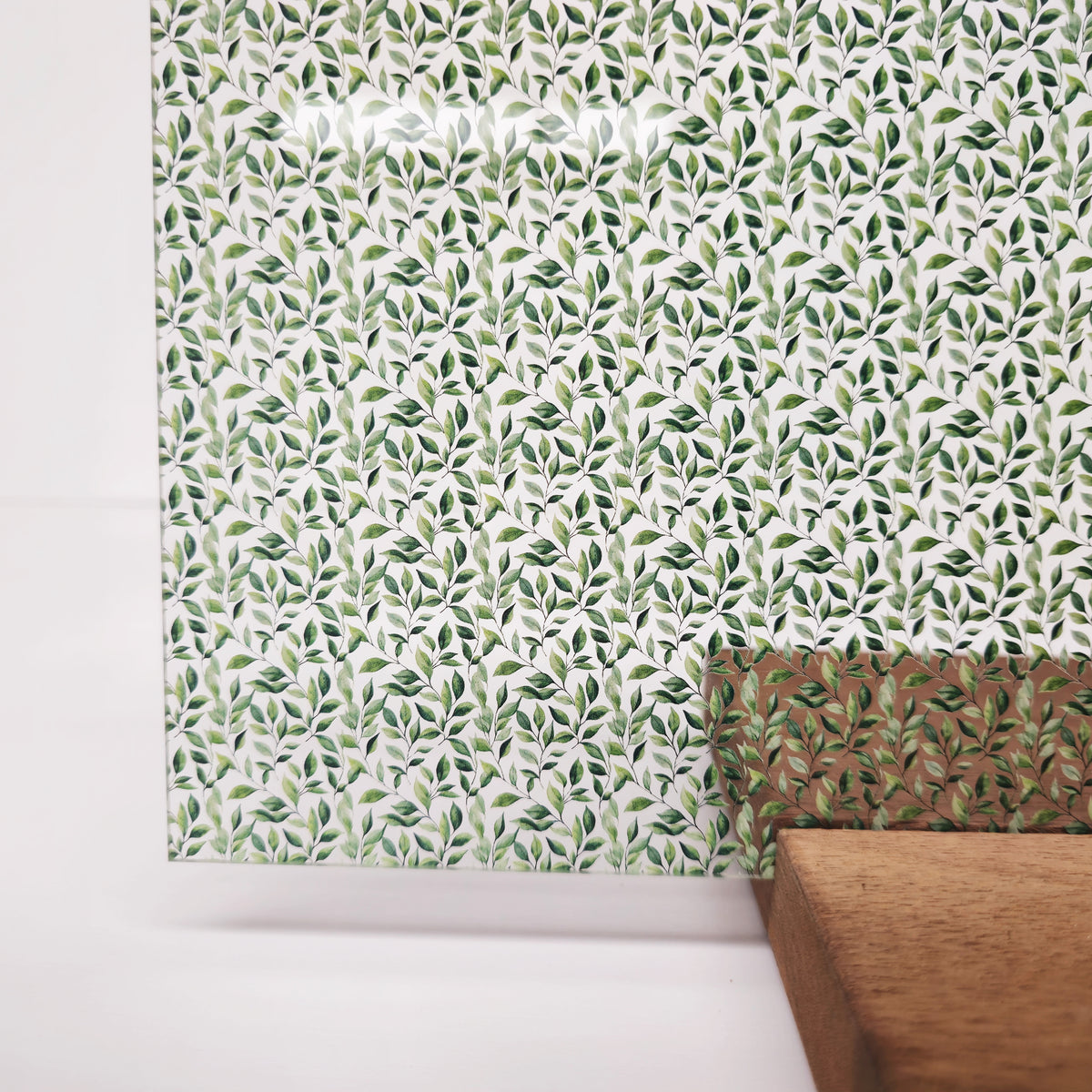 PatternPly® Scattered Micro Green Watercolor Leaves sheet showing the pattern
