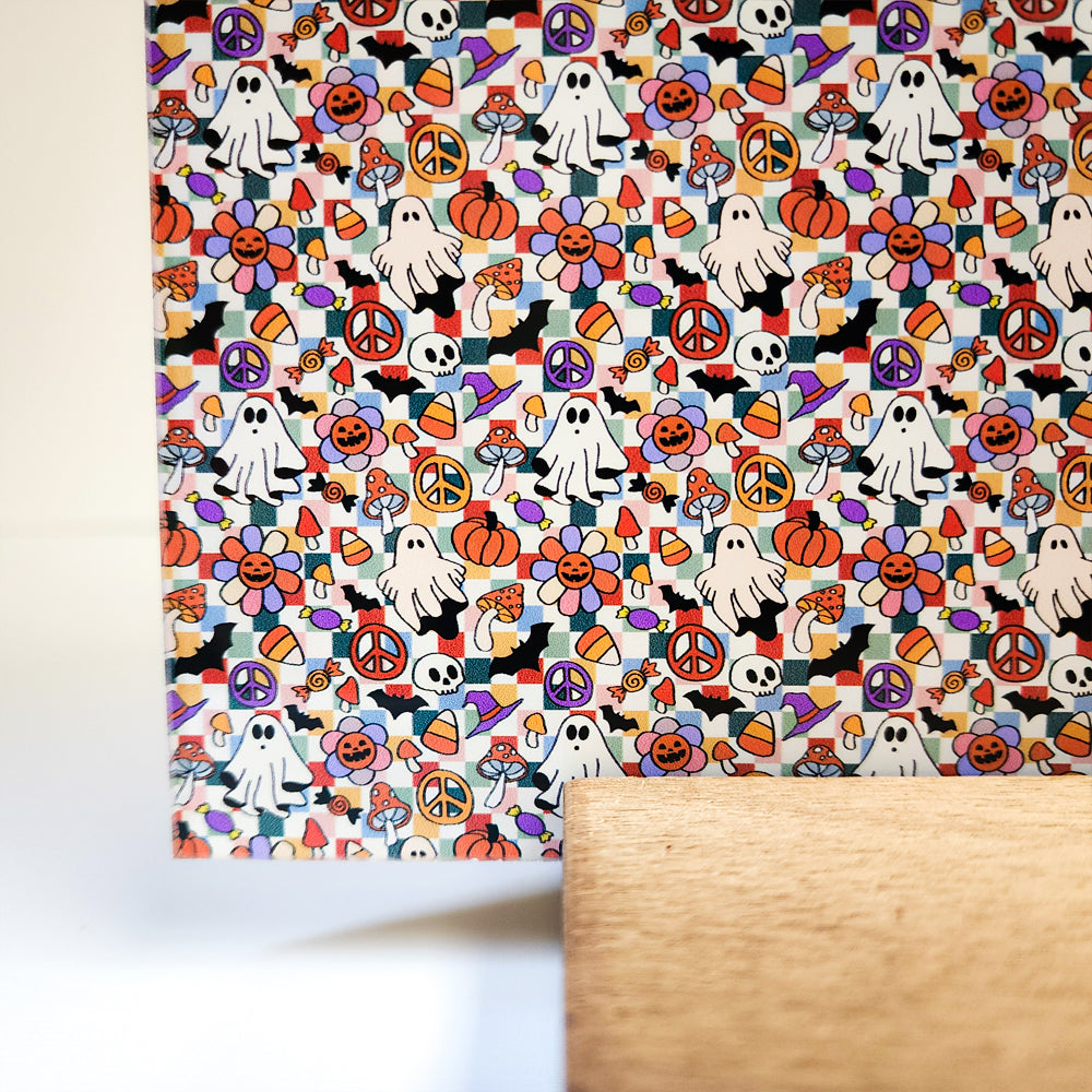PatternPly® Full Coverage Micro Groovy Halloween sheet showing the pattern