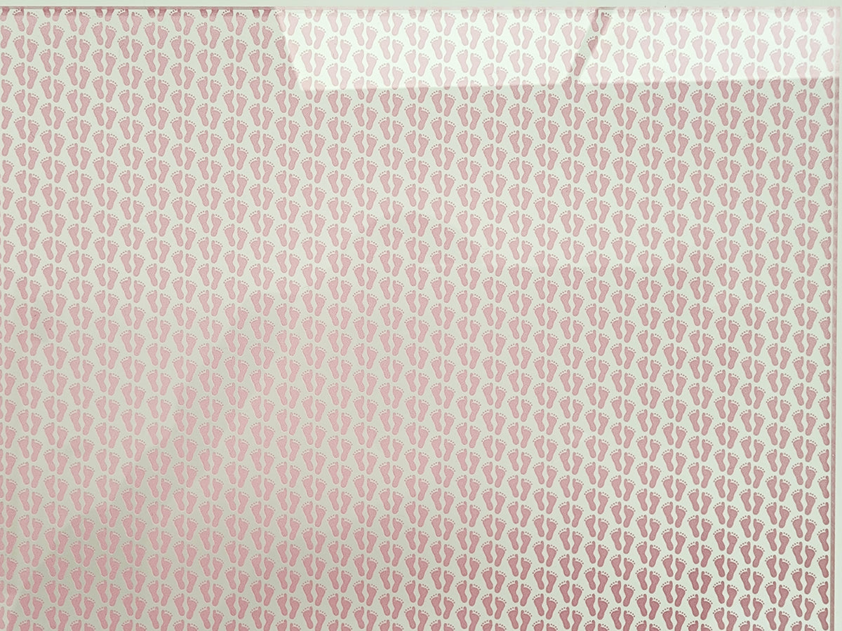 PatternPly® Scattered Pink Baby Feet sheet showing the pattern