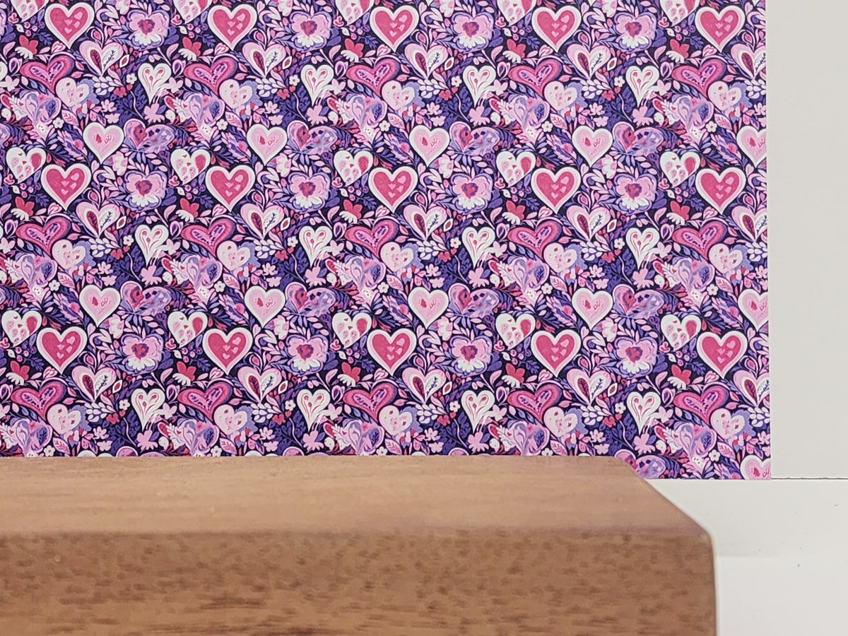 PatternPly® Full Coverage Micro Purple Valentine sheet showing the pattern