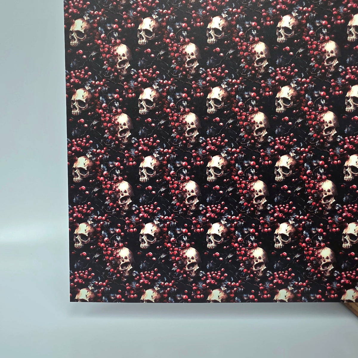 PatternPly® Full Coverage Skulls and Mistletoe sheet showing the pattern
