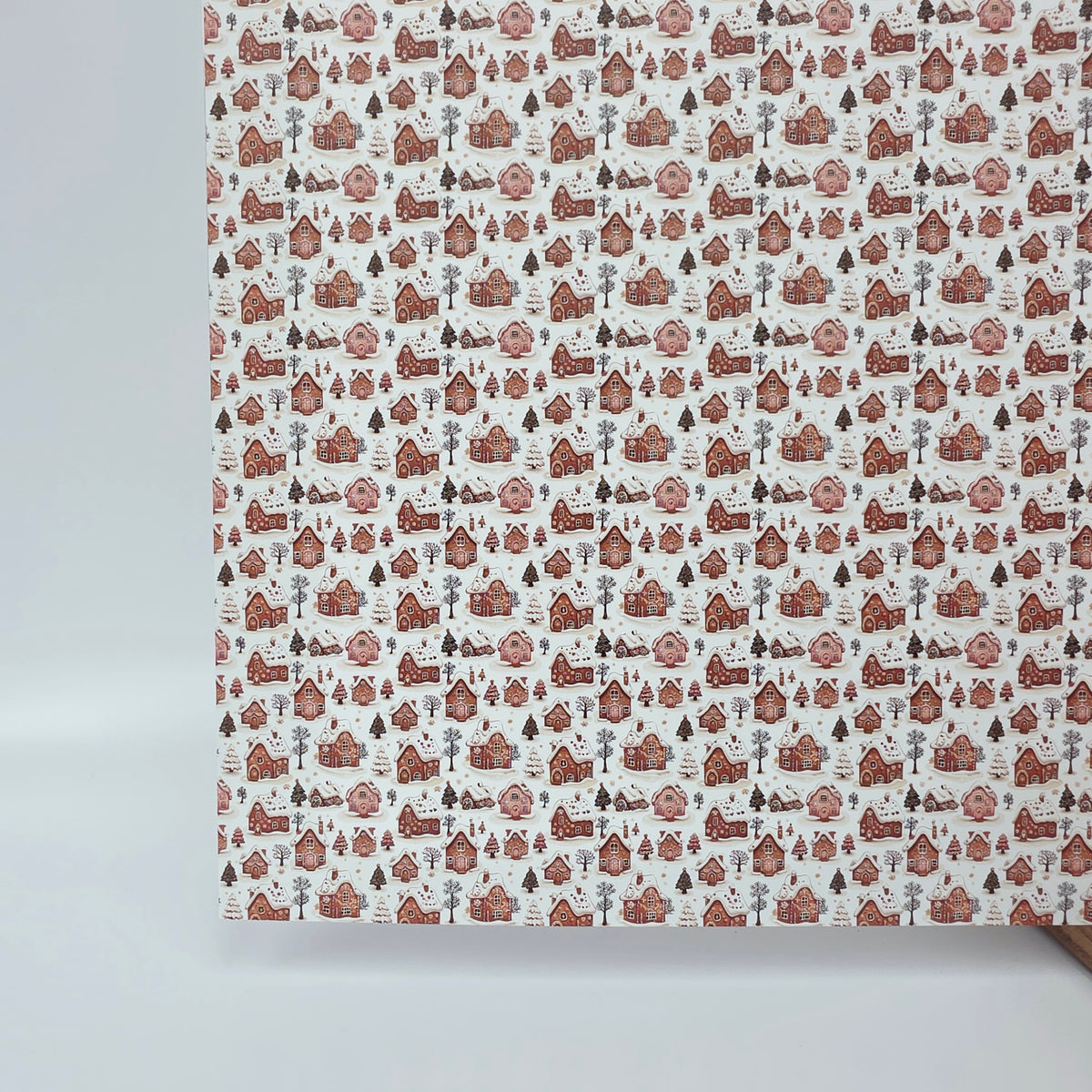 PatternPly® Full Coverage Snowy Gingerbread Village MICRO sheet showing the pattern