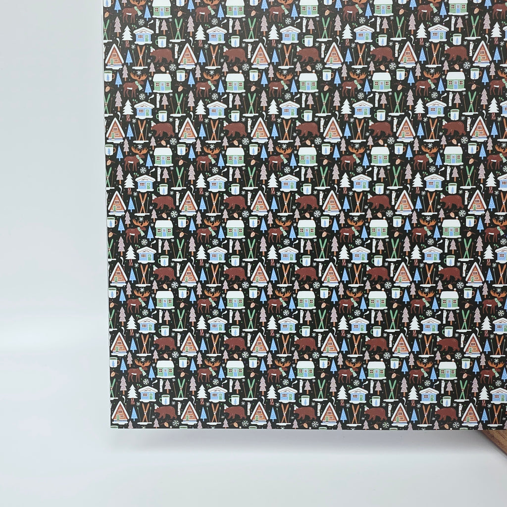 PatternPly® Full Coverage Woodland Christmas on Green MICRO sheet showing the pattern