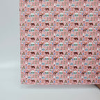 PatternPly® Full Coverage Woodland Christmas on Pink MICRO sheet showing the pattern