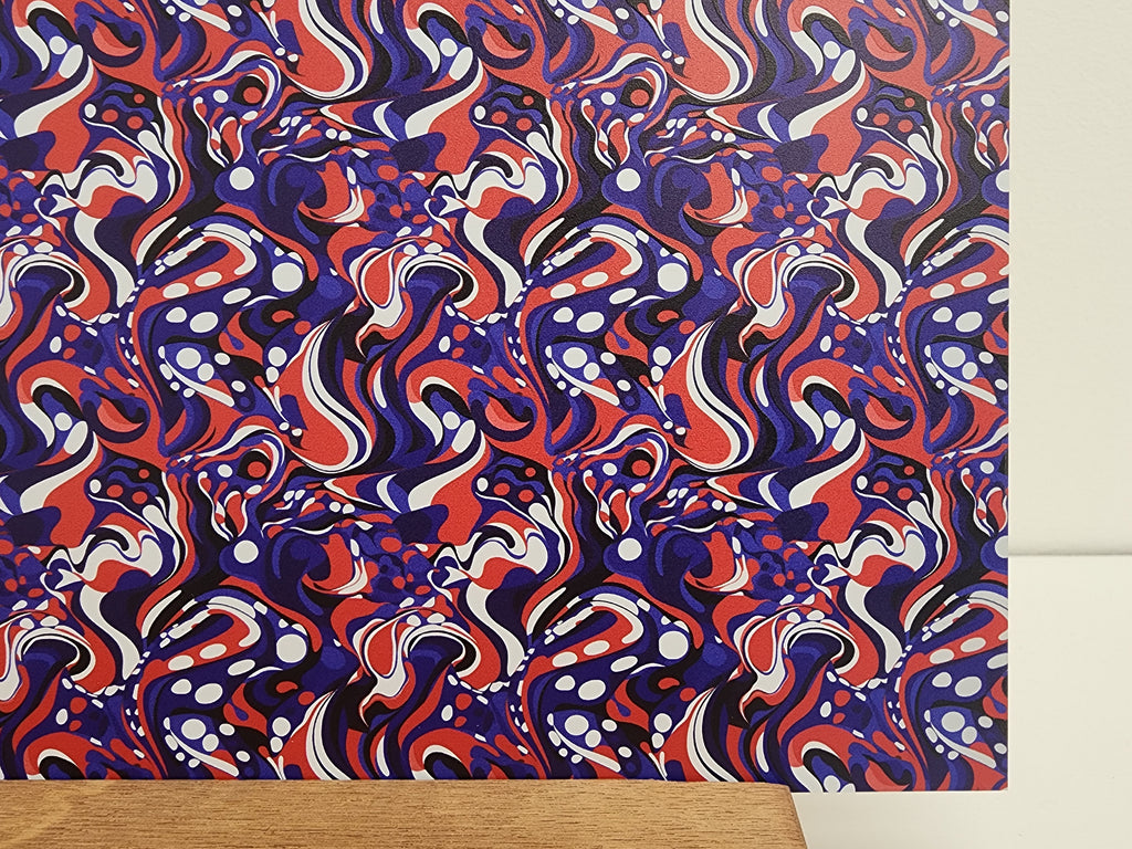 PatternPly® Full Coverage Mini Abstract Patriotic sheet showing the pattern