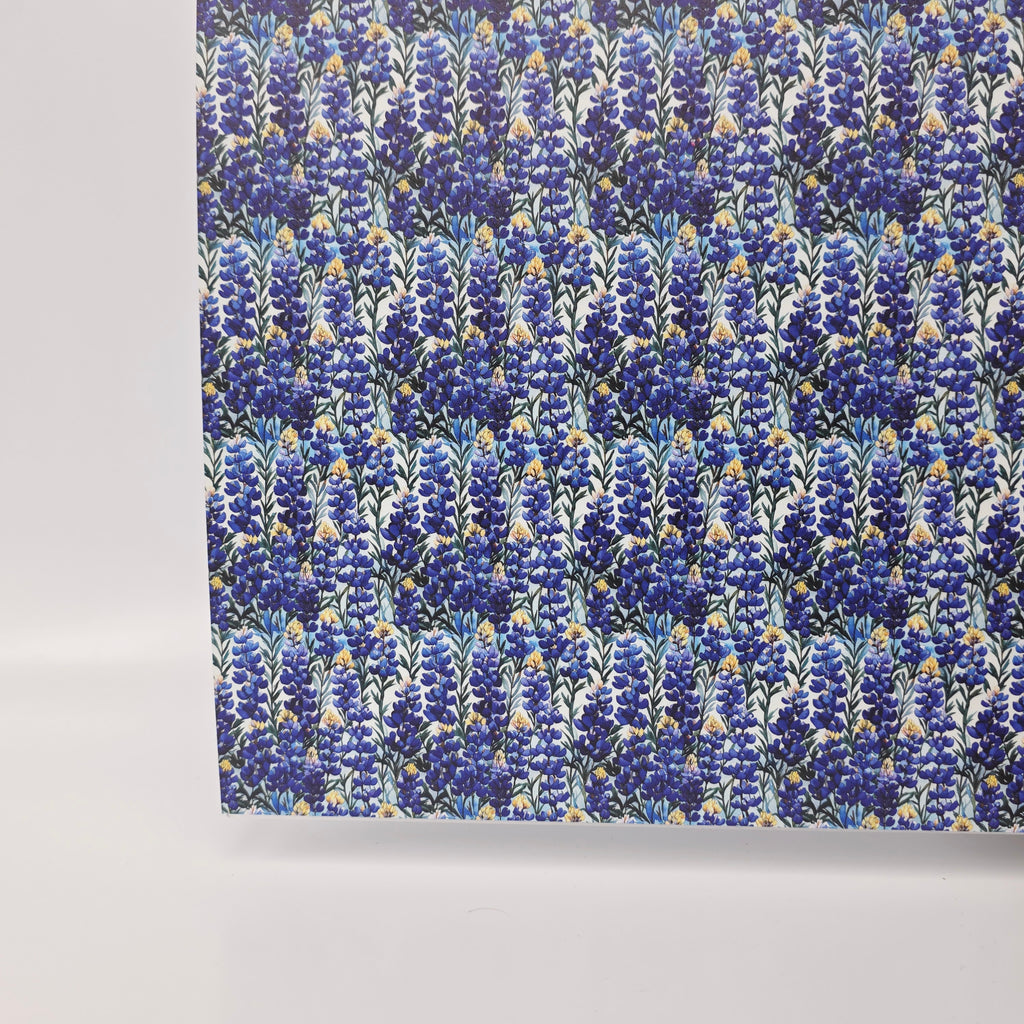 PatternPly® Full Coverage Mini Dense Bluebonnets sheet showing the pattern