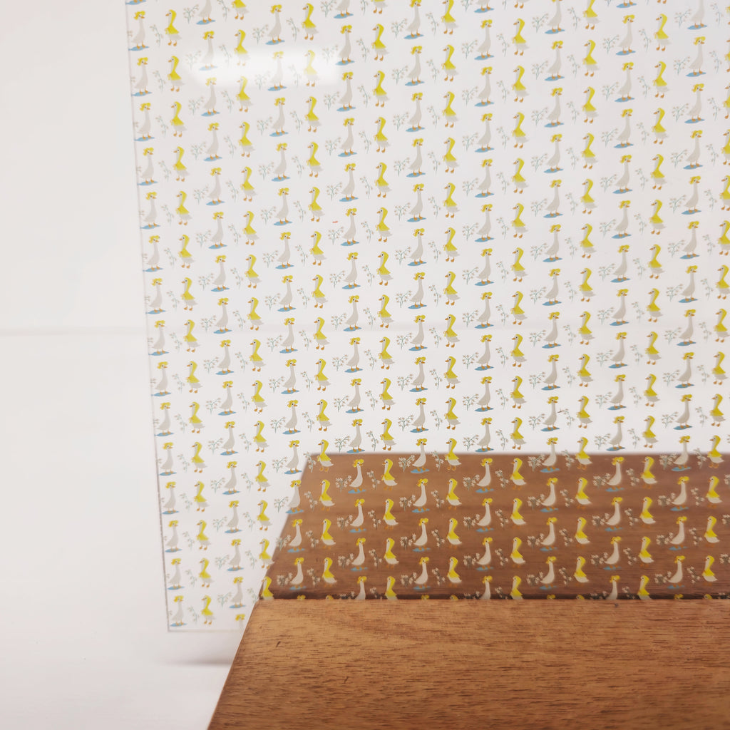 PatternPly® Scattered Mini Geese in Raincoats sheet showing the pattern