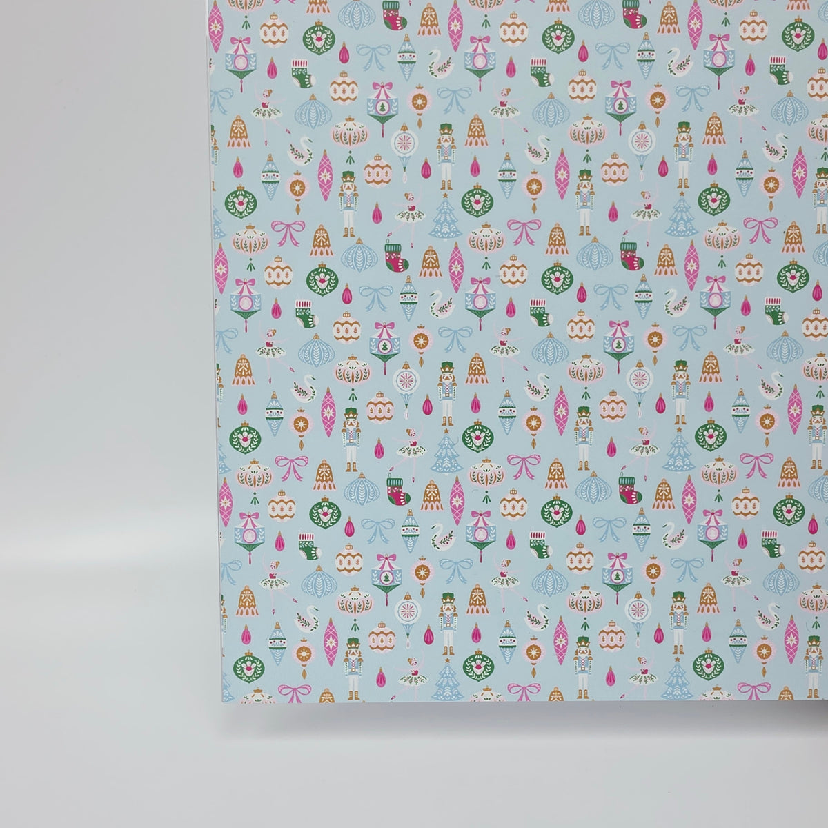 PatternPly® Full Coverage Nutcrackers and Ballerinas on Blue MICRO sheet showing the pattern
