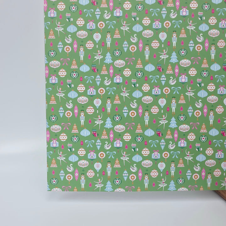 PatternPly® Nutcrackers and Ballerinas on Green Micro