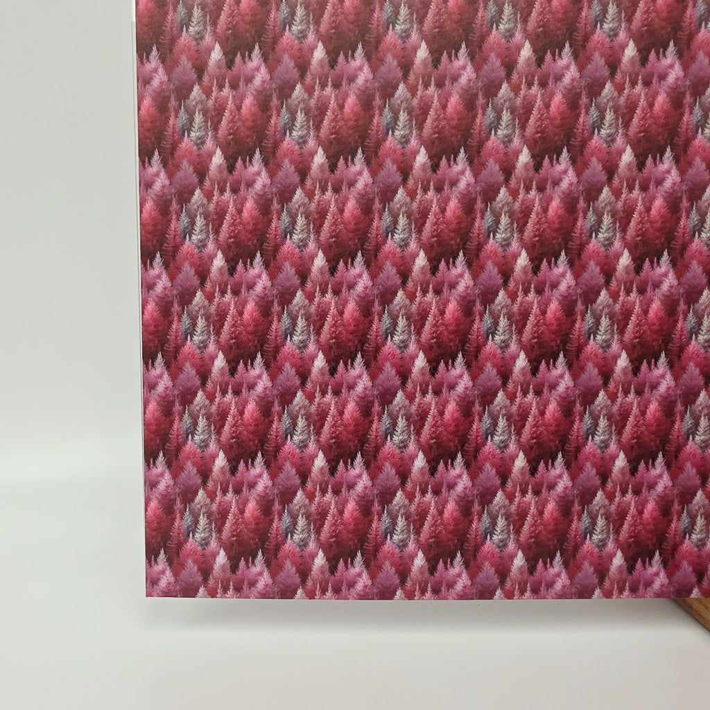 PatternPly® Full Coverage Pink and Gray Forest MICRO sheet showing the pattern