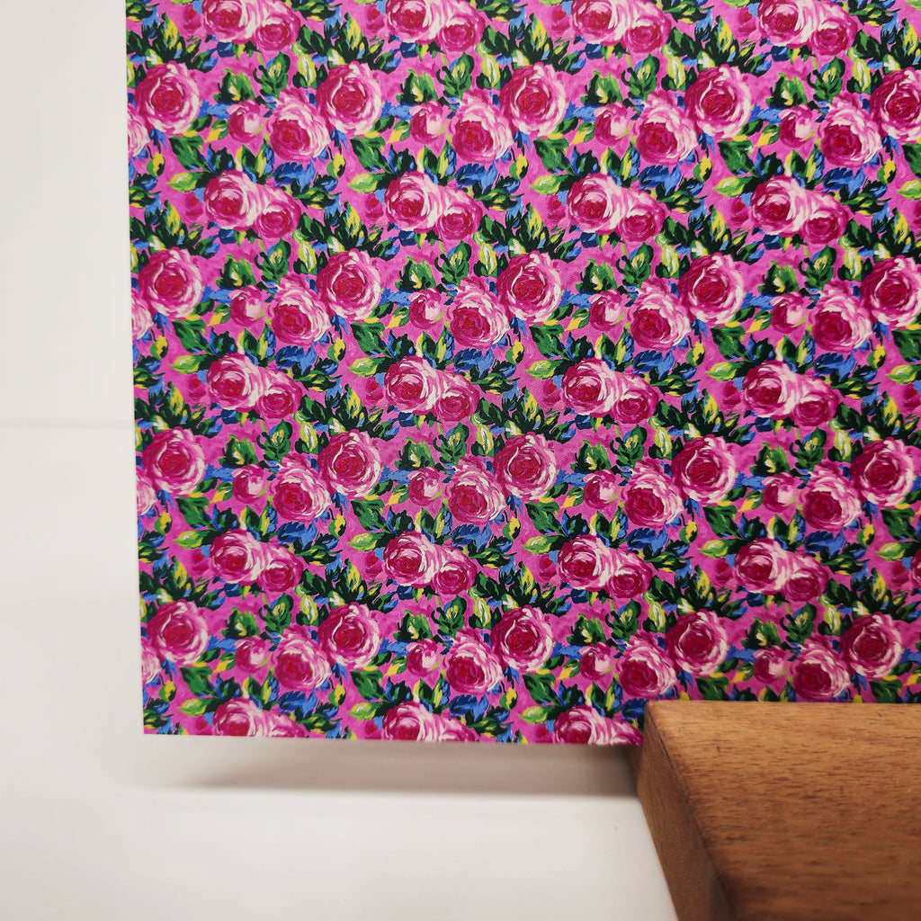 PatternPly® Full Coverage Mini Pink Preppy Roses sheet showing the pattern