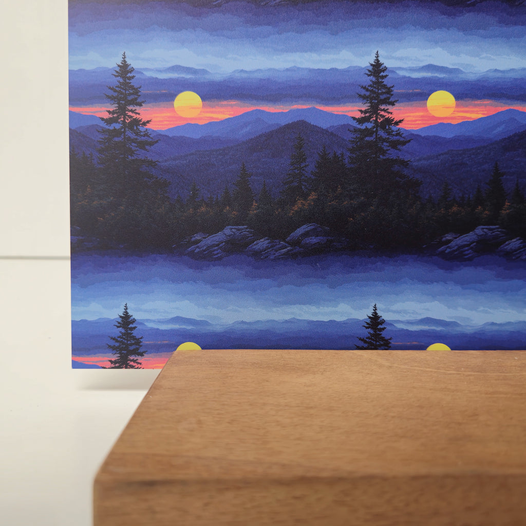 PatternPly® Full Coverage Mountains and Evergreens Large sheet showing the pattern