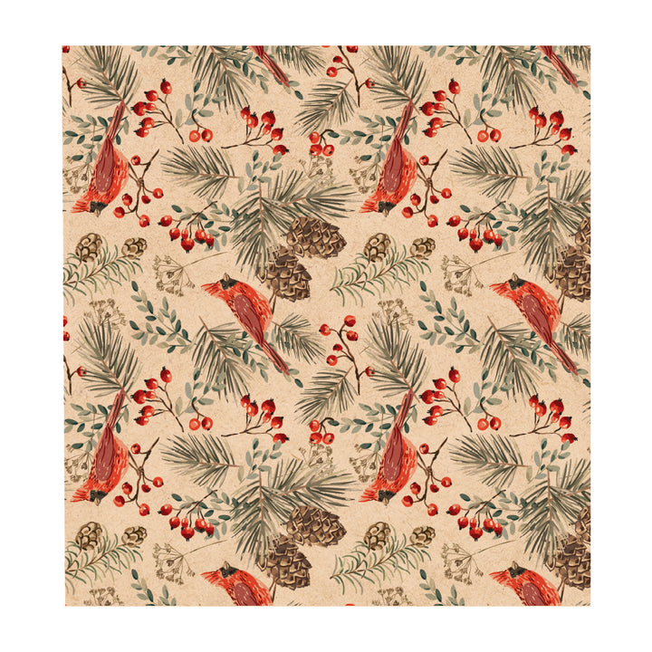 PatternPly® Naturals Cardinals and Pinecones VERTICAL