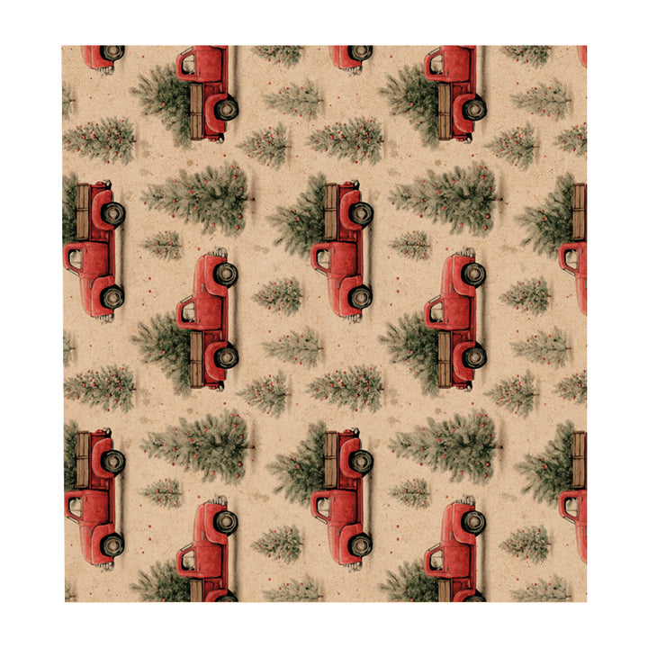 PatternPly® Naturals Red Christmas Trucks VERTICAL