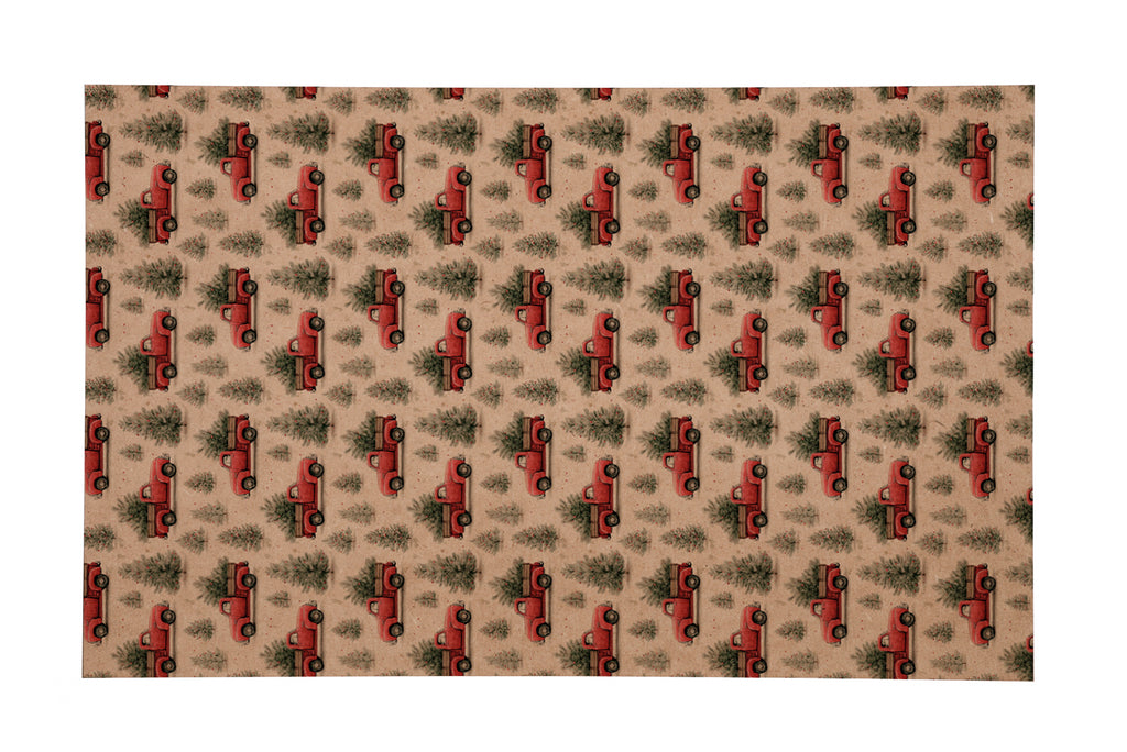 PatternPly® Naturals Red Christmas Trucks VERTICAL product photo 2