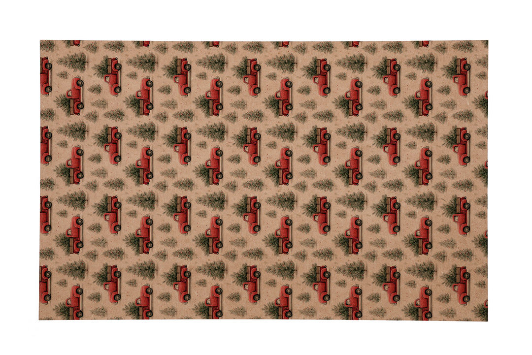 PatternPly® Naturals Red Christmas Trucks VERTICAL