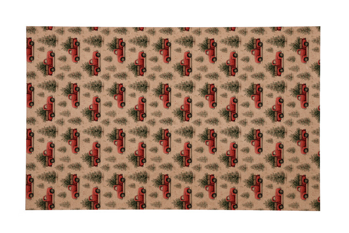 PatternPly® Naturals Red Christmas Trucks VERTICAL
