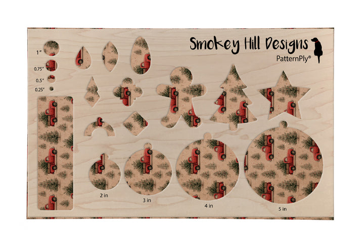 PatternPly® Naturals Red Christmas Trucks VERTICAL