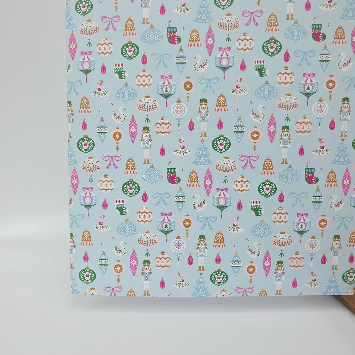 PatternPly® Full Coverage Nutcrackers and Ballerinas on Blue LARGE sheet showing the pattern
