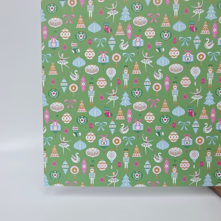 PatternPly® Full Coverage Nutcrackers and Ballerinas on Green LARGE