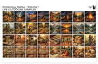 PatternPly® Transparent Outdoorsy Series Volume 1 Life Outdoors Sampler: sampler sheet of small art scene designs