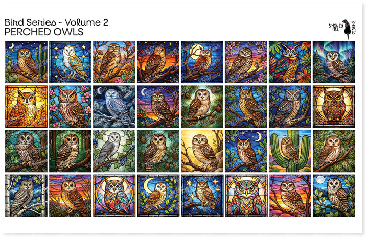 PatternPly® Transparent Birds Series Volume 2 Perched Owls Sampler