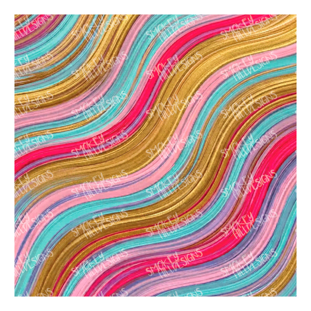 PatternPly® Transparent Pastel and Gold Waves sheet showing the pattern