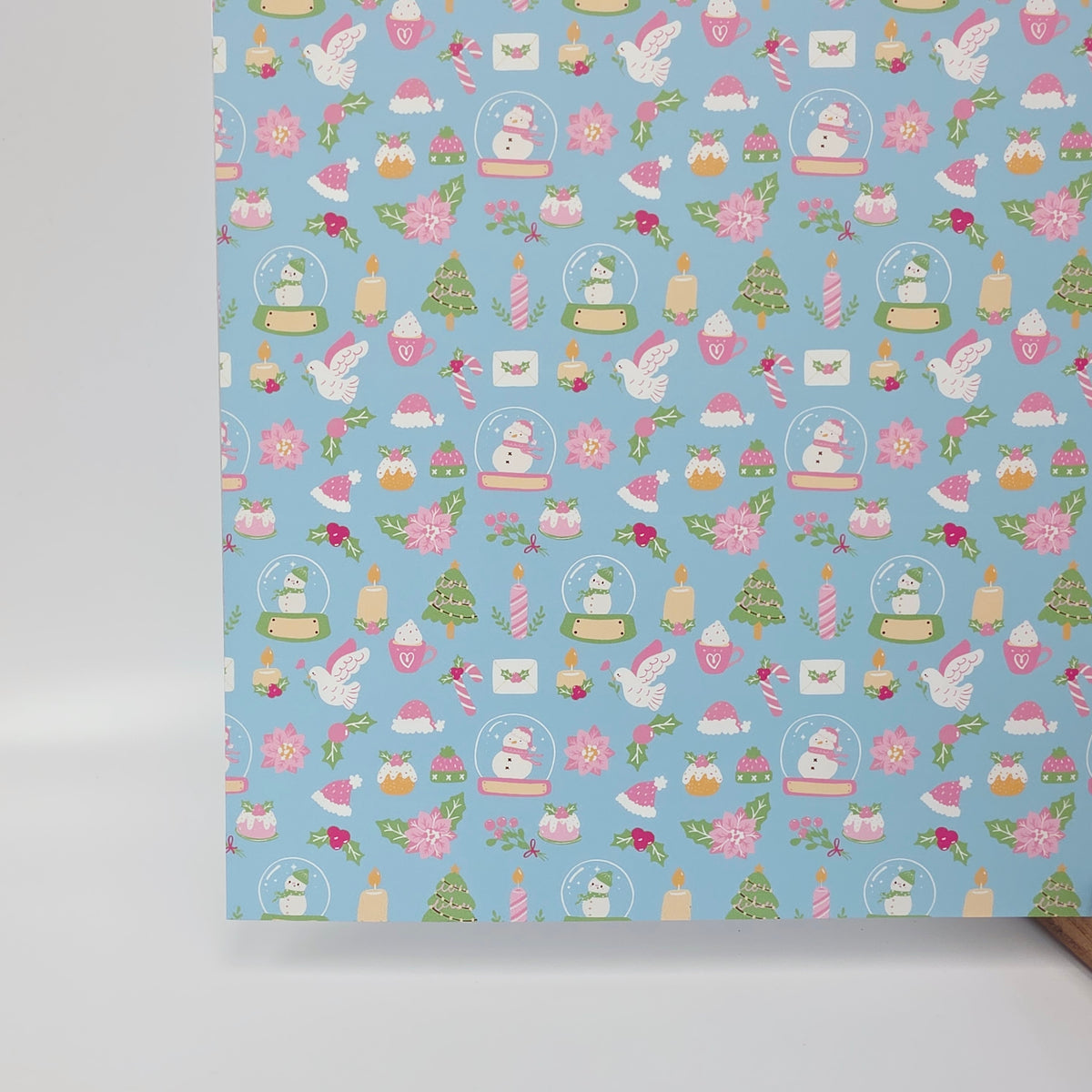 PatternPly® Full Coverage Pastel Christmas on Blue sheet showing the pattern