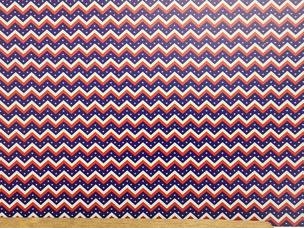 PatternPly® Full Coverage Micro Chevron Stars and Stripes sheet showing the pattern