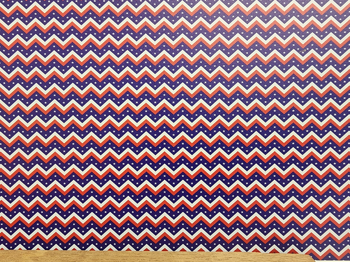 PatternPly® Full Coverage Micro Chevron Stars and Stripes sheet showing the pattern