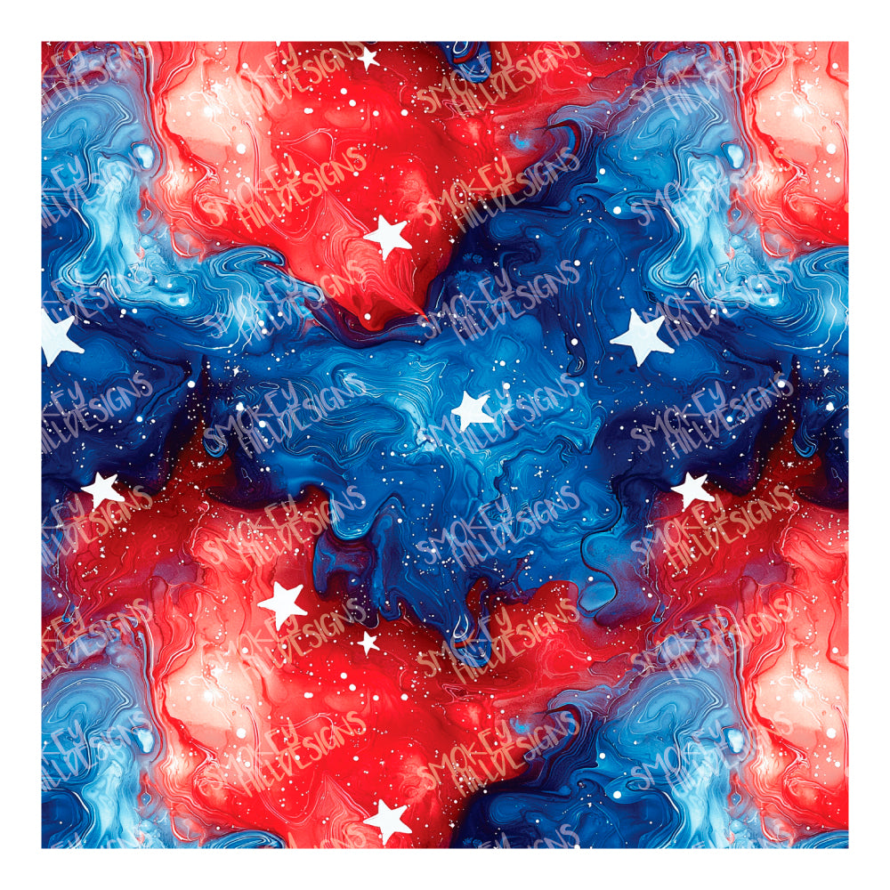 PatternPly® Transparent Patriotic Ink Stars sheet showing the pattern
