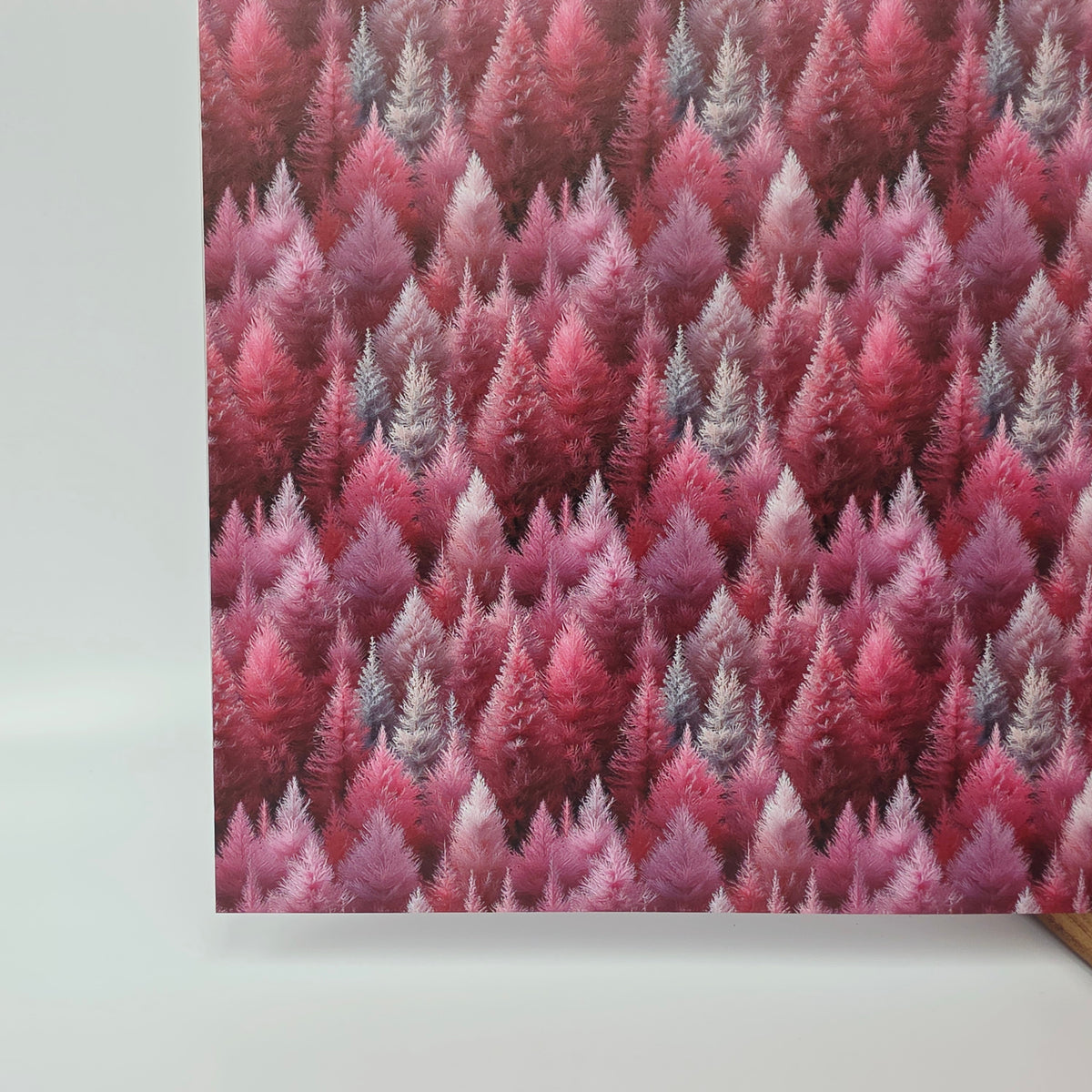 PatternPly® Full Coverage Pink and Gray Forest sheet showing the pattern