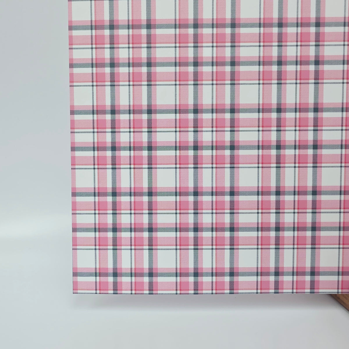 PatternPly® Full Coverage Pink and Green Plaid sheet showing the pattern