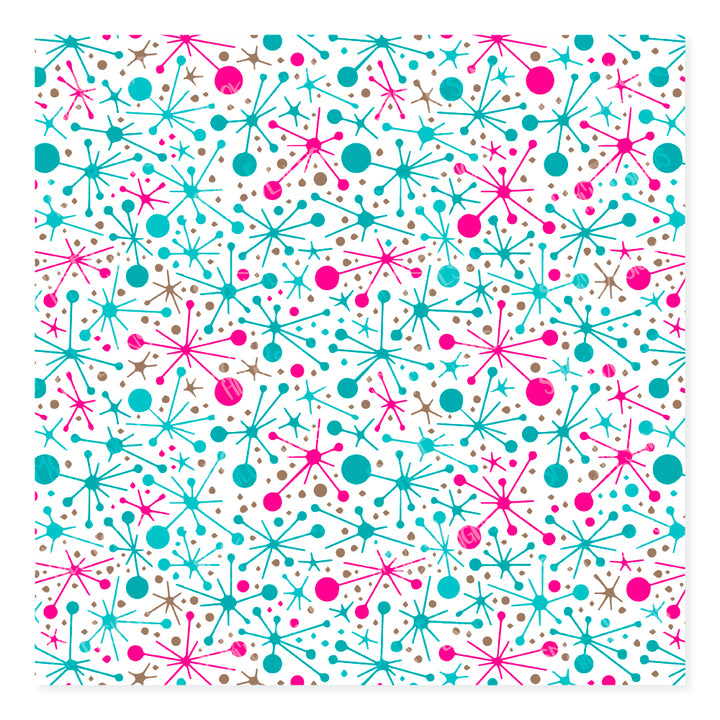 PatternPly® Scattered Pink and Teal Atomic Jacks