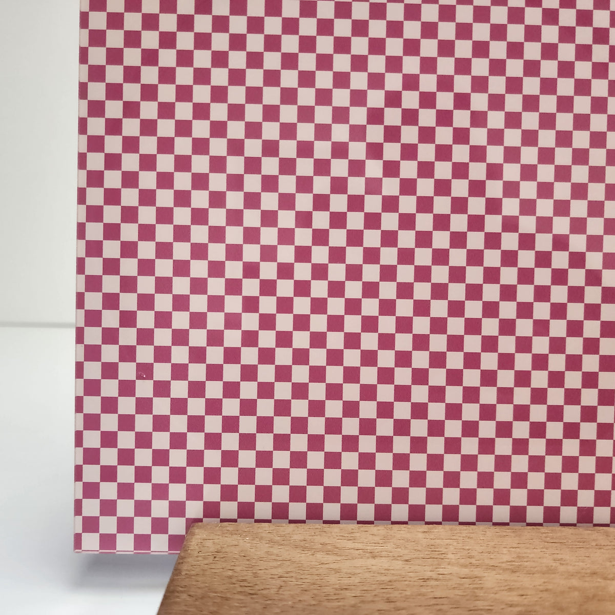 PatternPly® Full Coverage Pink and White Checkerboard sheet showing the pattern