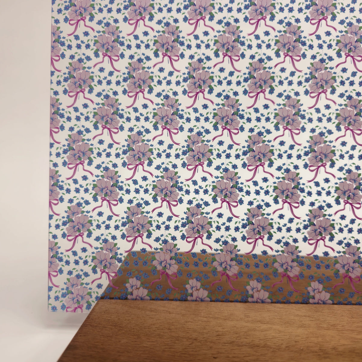 PatternPly® Scattered Coquette Floral Bouquet Pink Bows sheet showing the pattern
