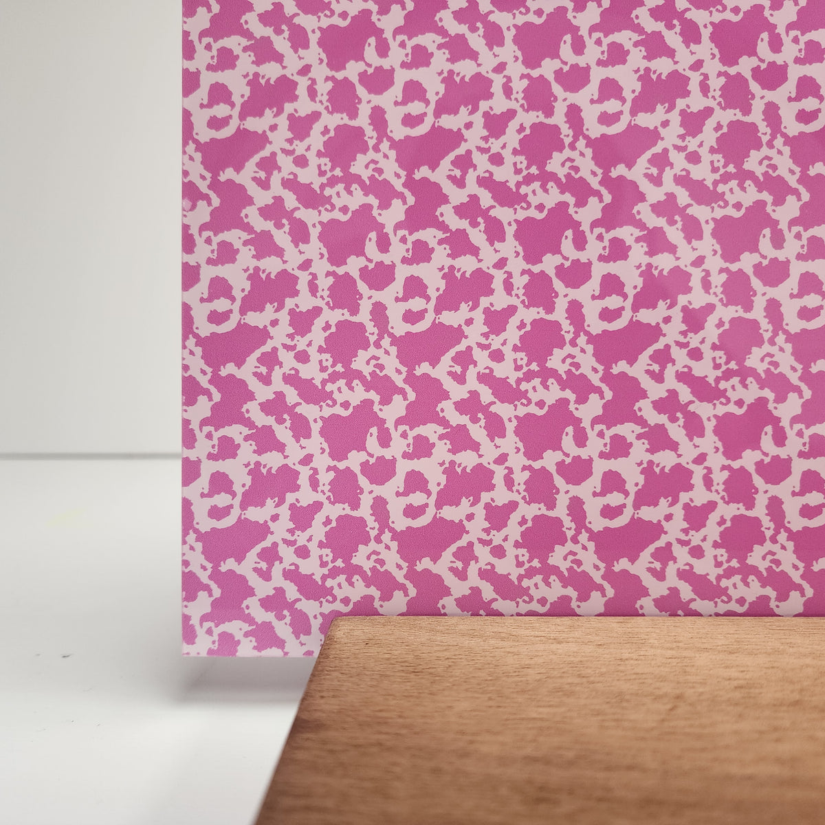 PatternPly® Full Coverage Pink Cow Spots sheet showing the pattern