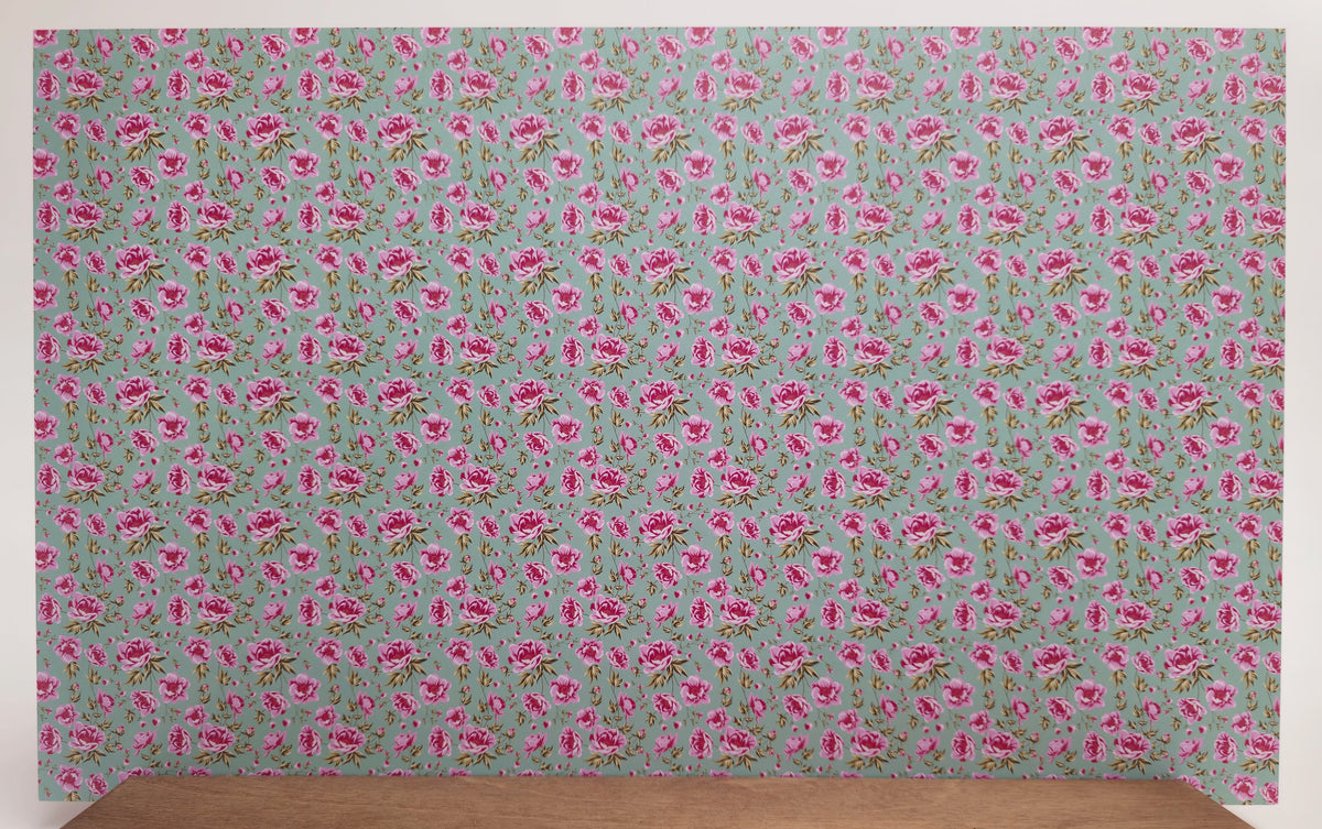 PatternPly® Full Coverage Pink Peonies Aqua Background product photo 3