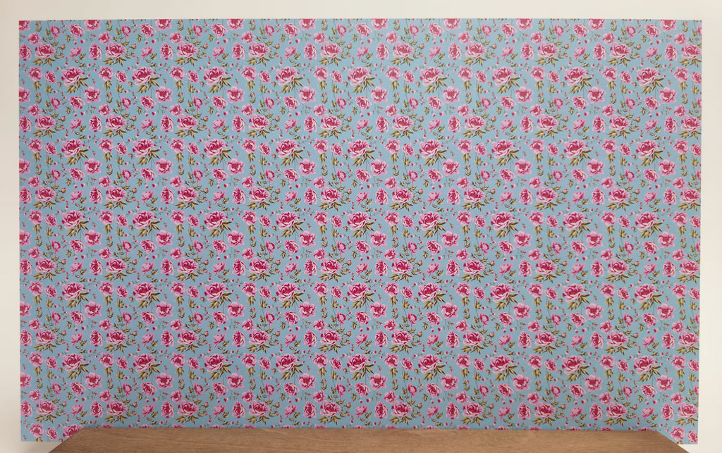 PatternPly® Full Coverage Pink Peonies Blue Background product photo 3